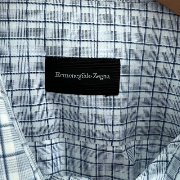 Men's Zegna button down - custom tailored and light weight plaid shirt - Size M - Picture 2 of 3